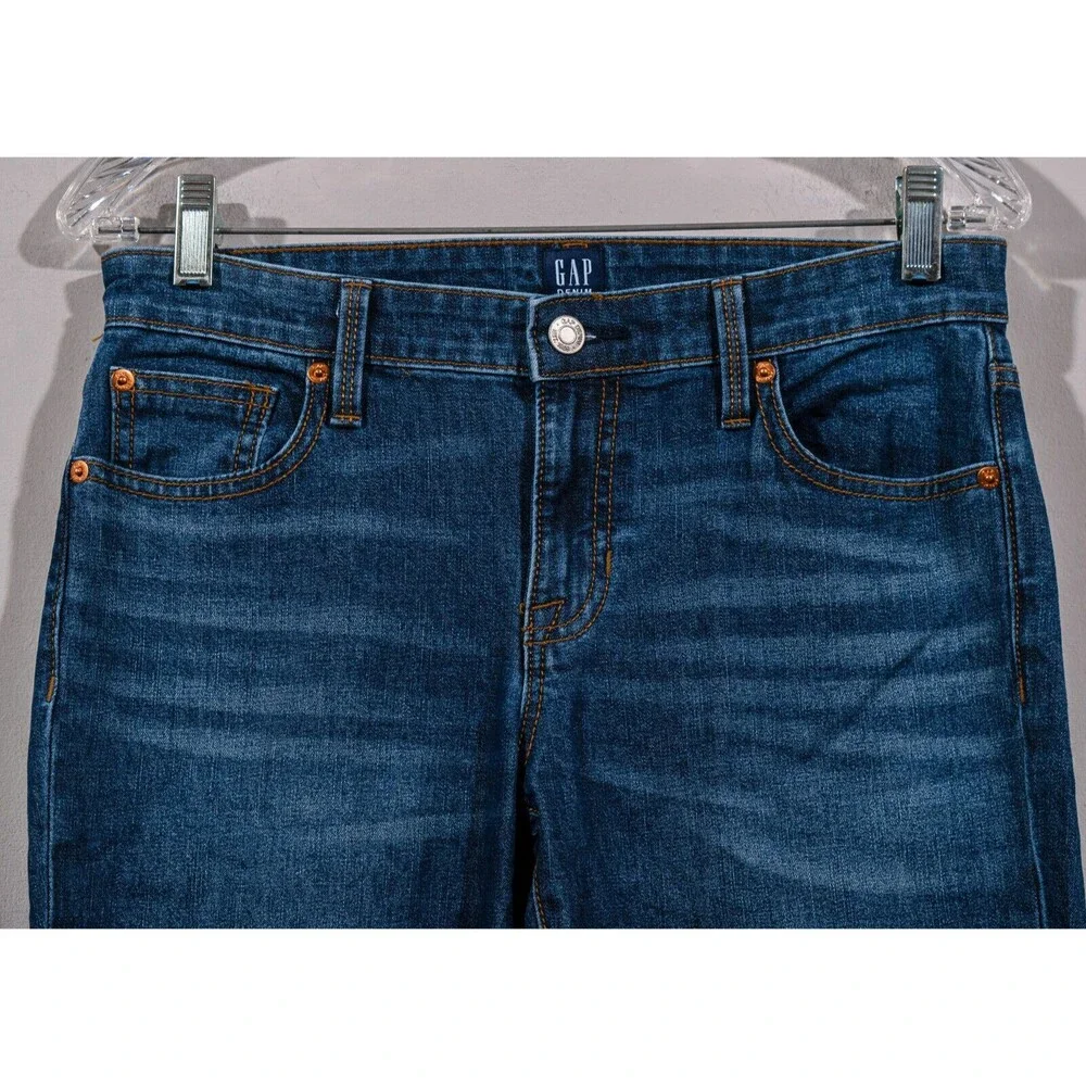 Gap Denim Girlfriend Cut Dark Indigo Wash Stretch Slim Leg Jeans SU18 Sz 26 - Picture 2 of 3